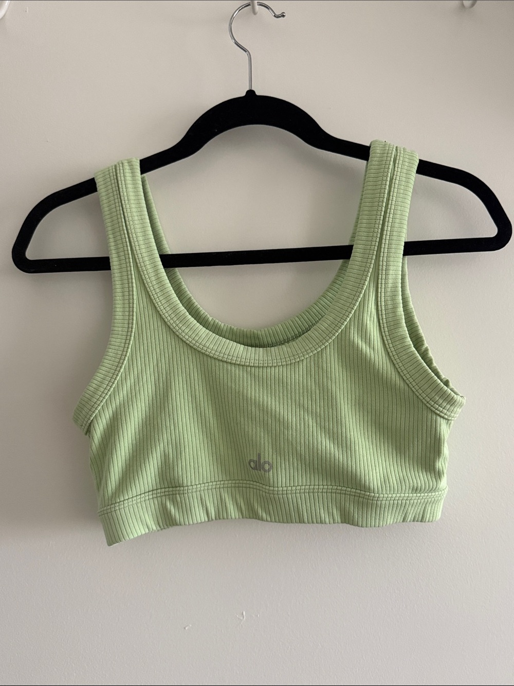 ALO Yoga Ribbed Sports Bra Tank in Light Lime Green - Picture 3 of 3